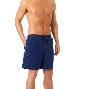 Chaps Men's Blue Swim Shorts 9”- Medium